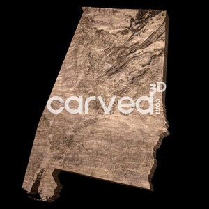 Modèle de carte 3D du terrain topographique de l'état de l'Alabama pour le fraisage et l'impression CNC