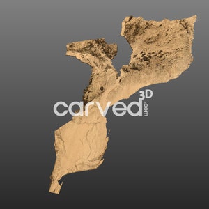 Mozambique  Topographic Terrain 3D STL Map Model for CNC Milling and Printing