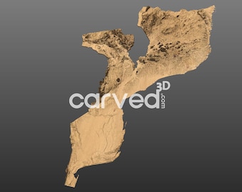 Mozambique  Topographic Terrain 3D STL Map Model for CNC Milling and Printing