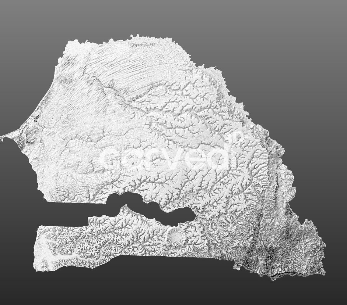 Senegal Topographic Terrain 3D Model STL Map Model for CNC Milling and ...