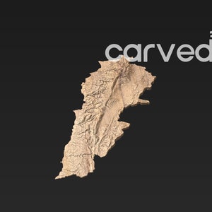 Modèle de carte STL du modèle 3D de terrain topographique HD du Liban pour le fraisage et l'impression CNC