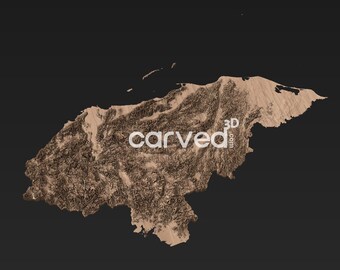 Modelo 3D de terreno topográfico de Honduras Modelo de mapa STL para fresado e impresión CNC