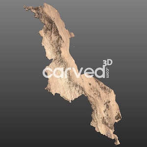 Modèle de carte STL 3D du terrain topographique du Malawi pour le fraisage et l'impression CNC