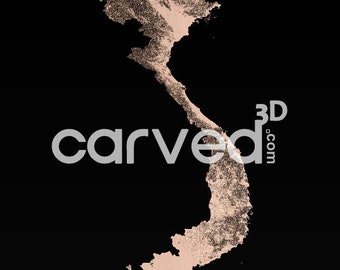 Modelo topográfico 3D de Vietnam, fresado e impresión CNC (STL)