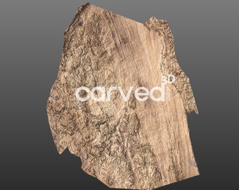 May include: A 3D wood carving of the country of Swaziland. The carving is made of light brown wood and has a textured surface. The carving is in the shape of the country of Swaziland and has the text "carved.com" on it.