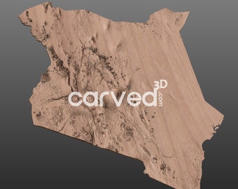 Kenya  Topographic Terrain 3D STL Map Model for CNC Milling and Printing