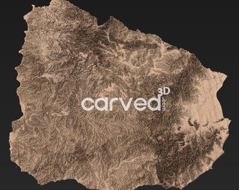 Modelo 3D de terreno topográfico de Uruguay Modelo de mapa STL para fresado e impresión CNC
