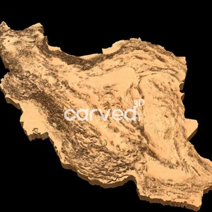 3D-kaartmodel van het land van Iran, topografisch terrein voor CNC-frezen en afdrukken