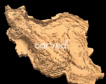 Iran Country Topographic Terrain 3D Map Model for CNC Milling and Printing