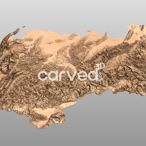 Modelo de mapa topográfico 3D da Albânia para fresamento e impressão CNC