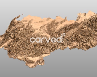 Albania Topographic Terrain 3D Map Model for CNC Milling and Printing