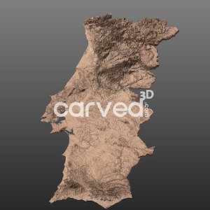 Portugal  Topographic Terrain 3D Map Model for CNC Milling and Printing