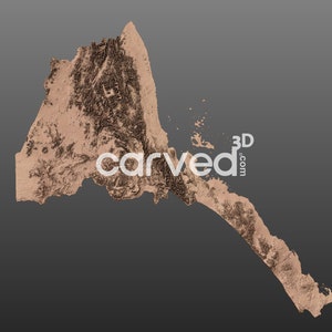 Modèle de carte 3D STL du terrain topographique du pays de l'Érythrée pour le fraisage et l'impression CNC