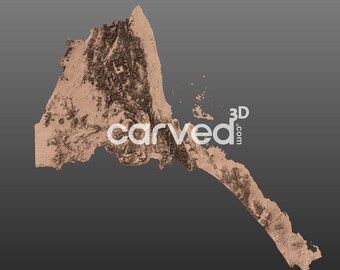 Modelo de mapa 3D STL de terreno topográfico del país de Eritrea para fresado e impresión CNC