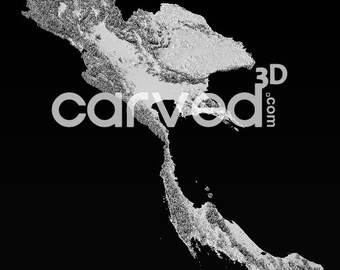 Modelo 3D de terreno topográfico HD de Tailandia, modelo de mapa STL para fresado e impresión CNC