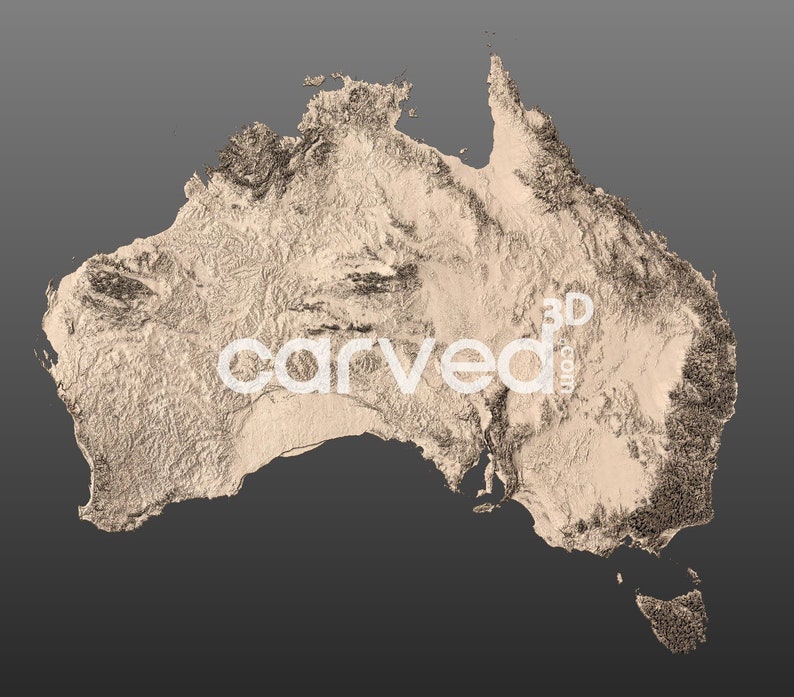Australia Topographic Terrain 3D Map Model for CNC Milling and Printing