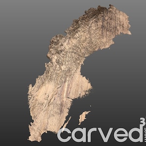 Modèle de carte 3D du terrain topographique de Suède pour le fraisage et l'impression CNC