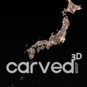 Modelo 3D de terreno topográfico HD do Japão, modelo de mapa STL para fresamento e impressão CNC