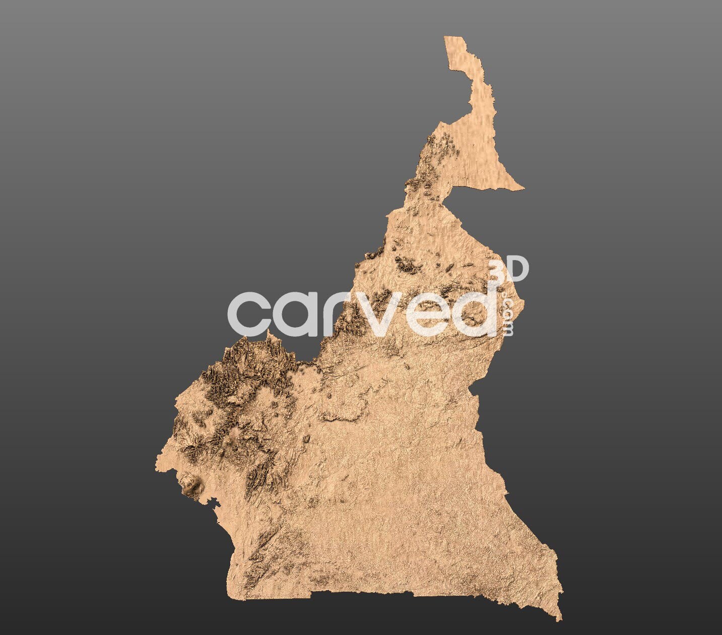 Cameroon  Topographic Terrain 3D Map Model for CNC Milling and Printing