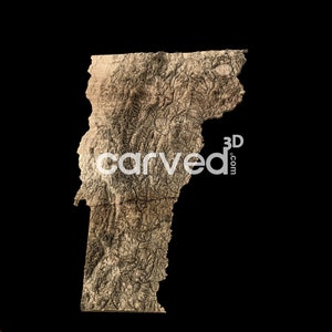 Modèle de carte 3D du terrain topographique de l'État du Vermont pour le fraisage et l'impression CNC