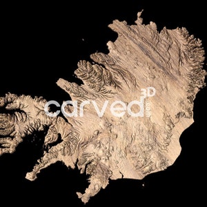 Modelo topográfico de Islandia para CNC e impresión 3D