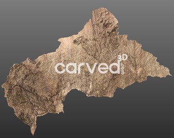 Central African Republic  Topographic Terrain 3D Map Model for CNC Milling and Printing