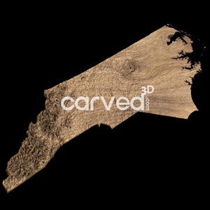 Modèle 3D de terrain topographique de l'État de Caroline du Nord, modèle de carte STL pour le fraisage et l'impression CNC