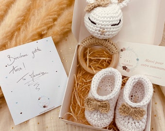 Birth Box/Rattle-Slippers/Handmade Crochet
