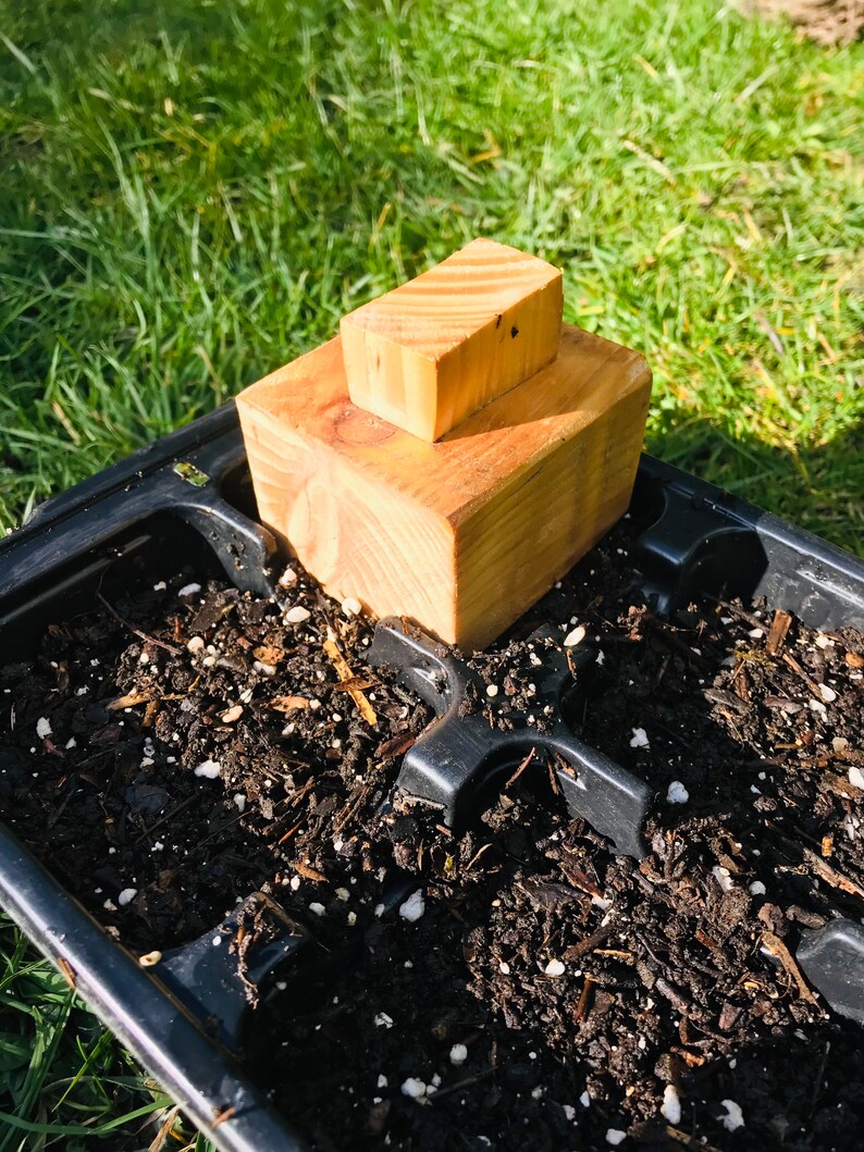 Small Seed Tray Tamper Hand Made Personalised Wood Rustic Etsy