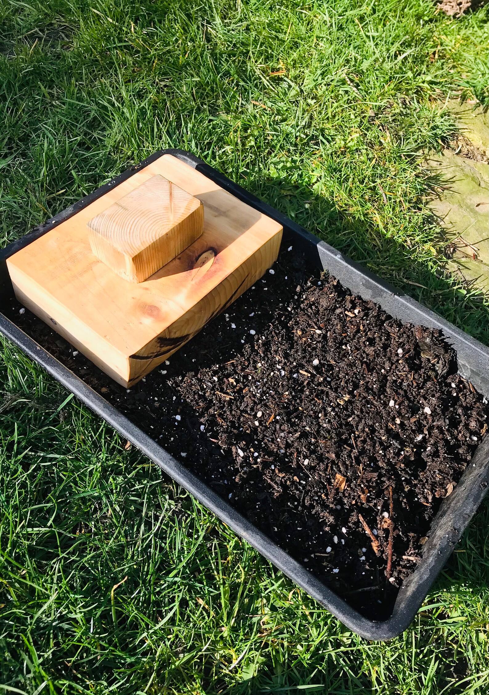 Seed Tray Tamper Hand Made Personalised Wood Rustic Garden Tools Garden
