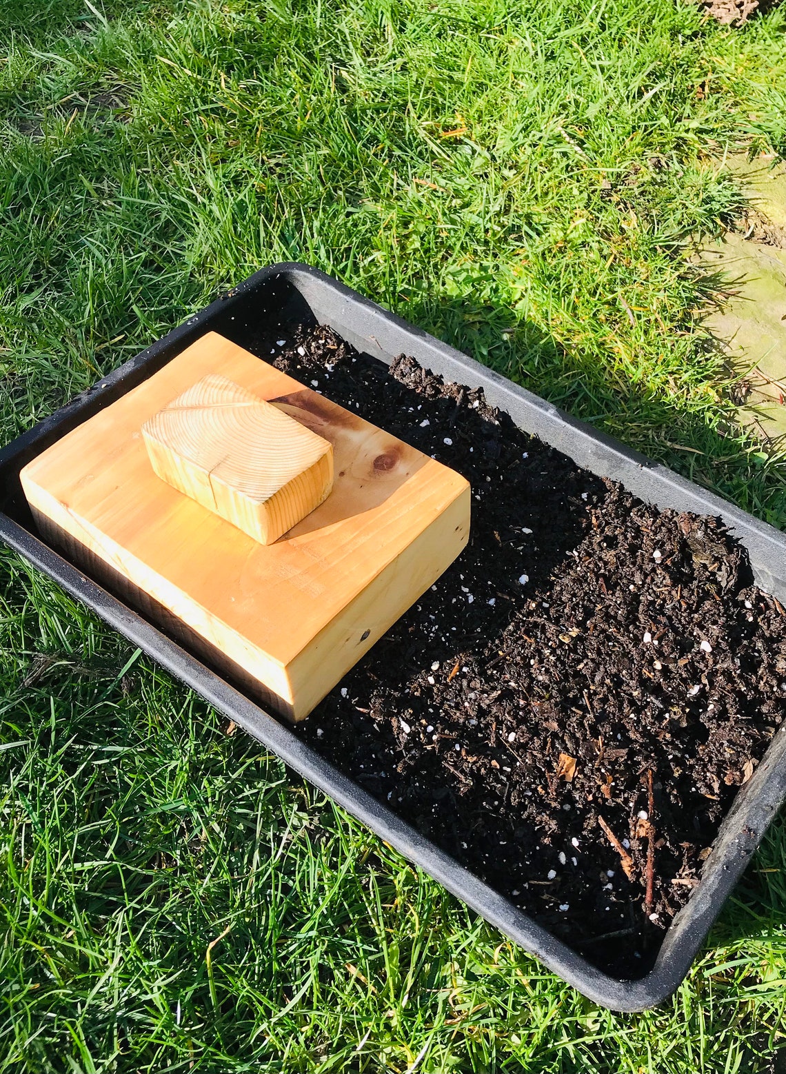 Seed Tray Tamper Hand Made Personalised Wood Rustic Garden Tools Garden
