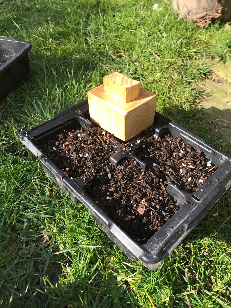 Small Seed Tray Tamper Hand Made Personalised Wood Rustic Etsy
