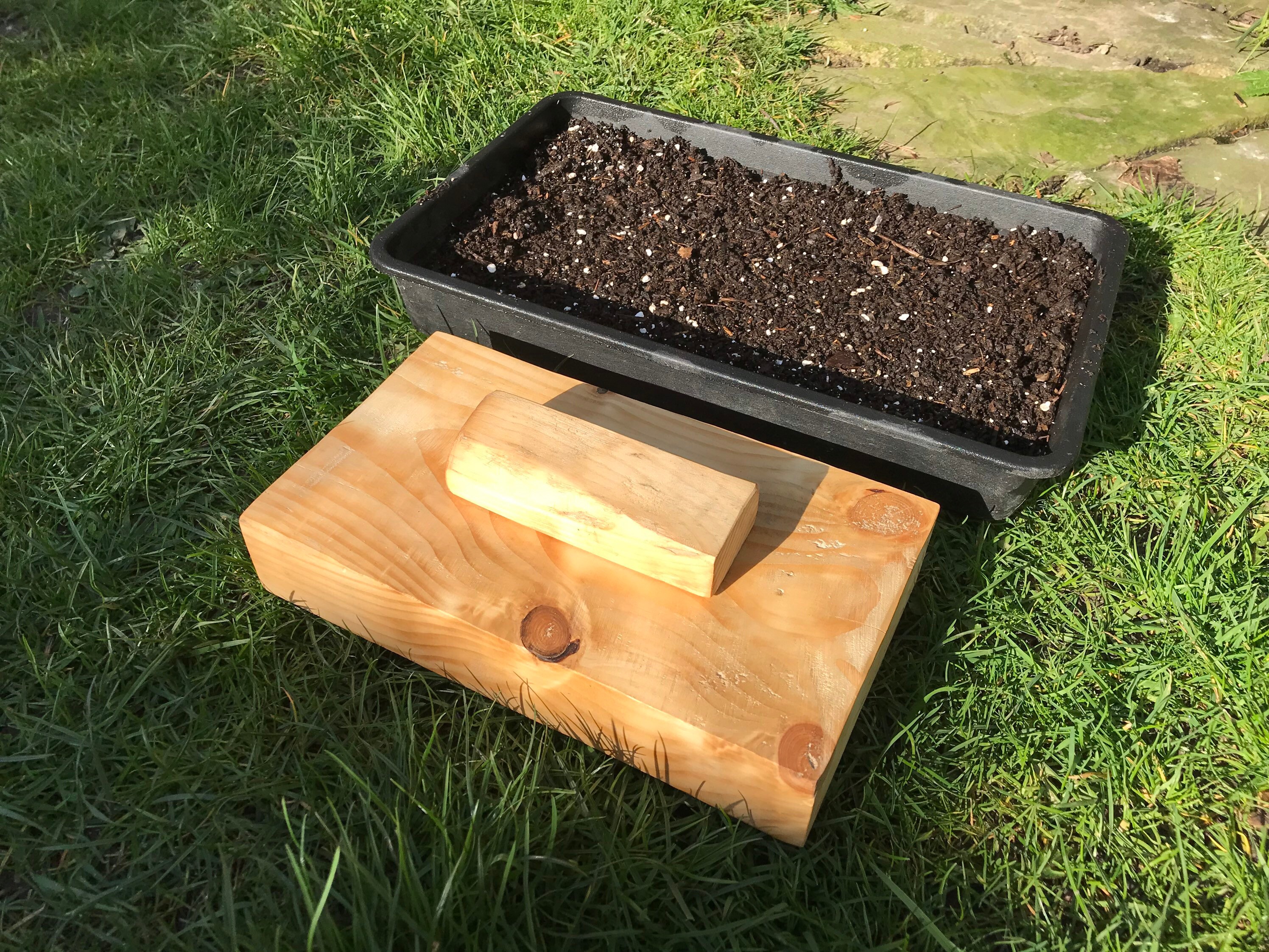 Large Seed Tray Tamper Hand Made Personalised Wood Rustic Garden