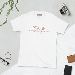 ALABADO Dios - Josué 6:20 Camiseta / Camiseta cristiana para hombres, mujeres, niños / Camiseta cristiana unisex Faith / Manga corta Unisex Camiseta religiosa
