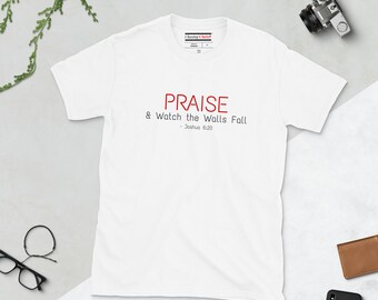 LOBE Gott - Joshua 6:20 T-Shirt | Christliches T-Shirt für Männer Frauen Kinder | Christlicher Unisex Glaube T-Shirt | Kurzarm Unisex Religious Tee