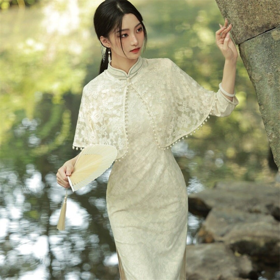 White Jacquard Floral Qipao Dress Wedding Cheongsam White - Etsy