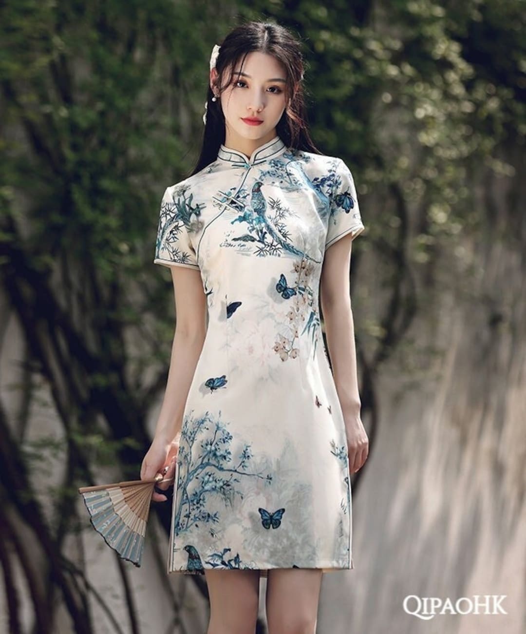 Short Qipao Dress Traditional Chinese Dress White Cheongsam Etsy