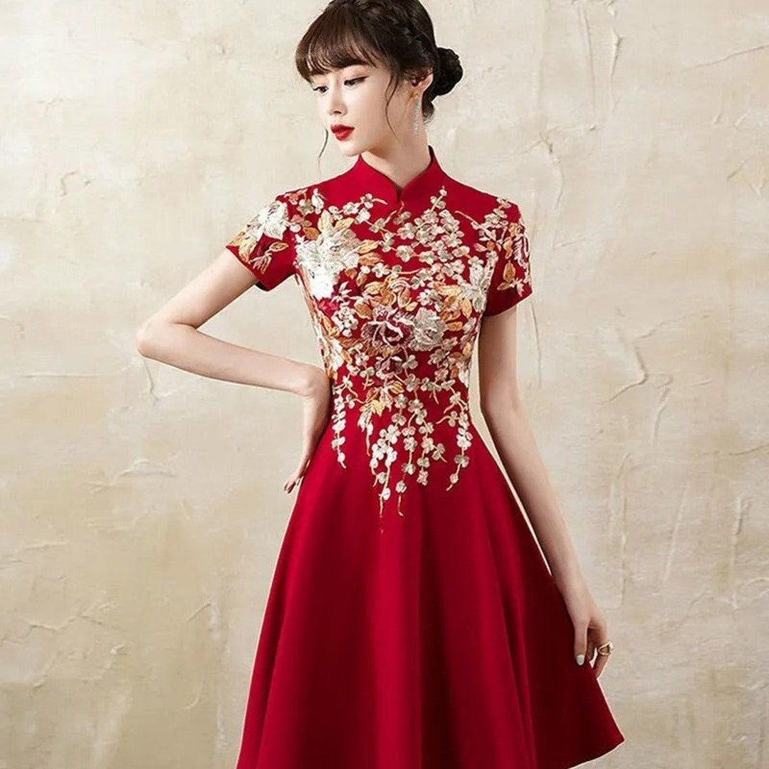 Short Qipao Dress Cheongsam Wedding Traditional Chinese - Etsy