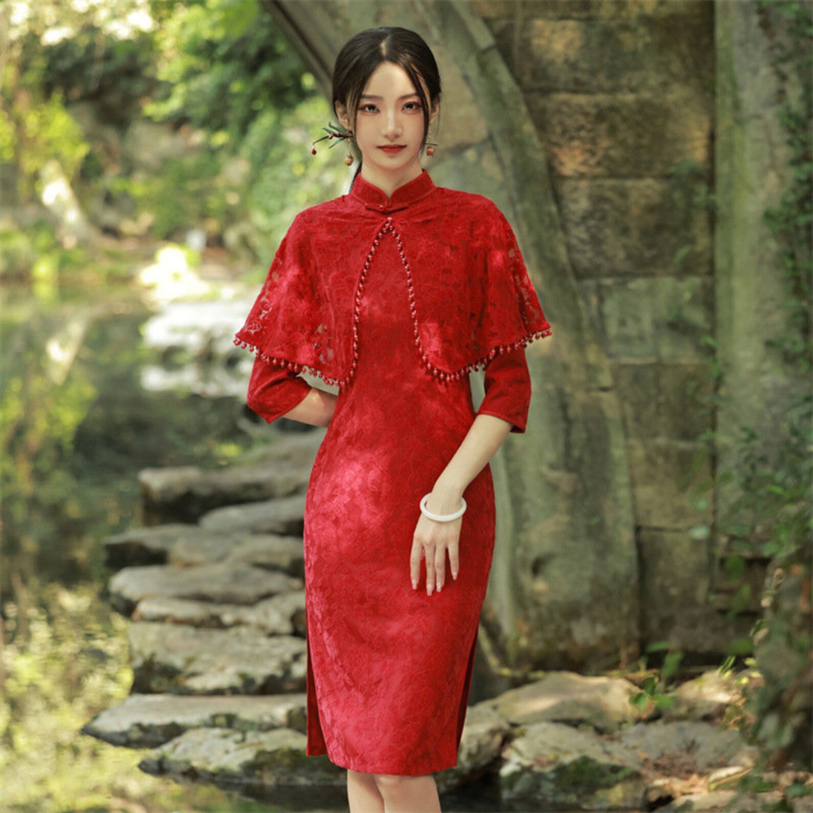 White Jacquard Floral Qipao Dress Wedding Cheongsam White - Etsy