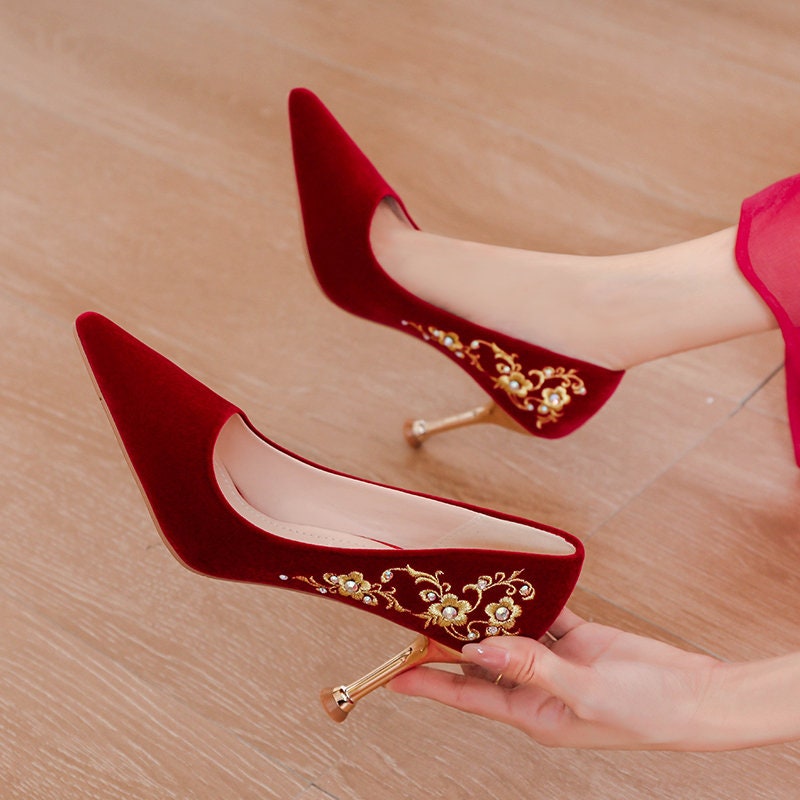 Red and Gold Shoes - Etsy