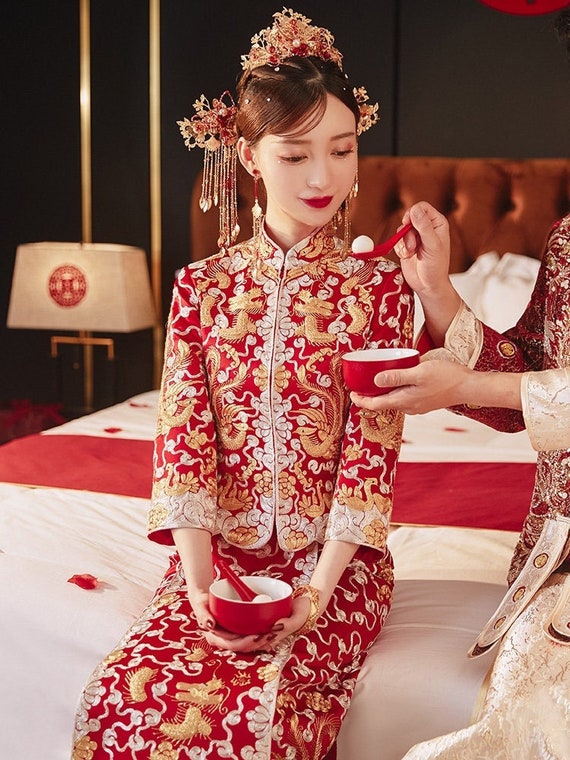 Chinese Wedding Dress Qun Kwa Traditional Chinese Dress - Etsy Singapore