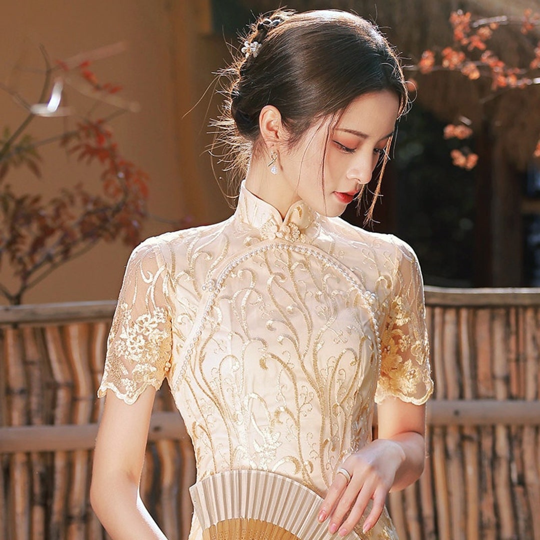 Modern China Cheongsam Lace Embroidered Cheongsamqipao - Etsy