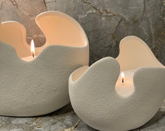 Ceramic Vase Set for Pearled Candle Powder, 2 Ceramic Bowls for Granulated Wax, Ceramics for Pearl Candles, Ceramics for Candle Sand