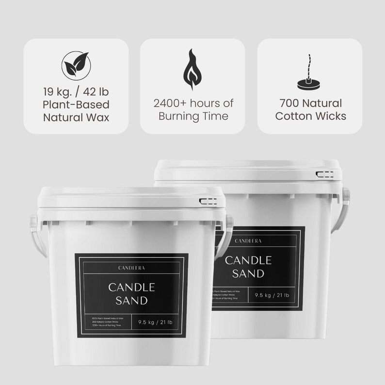 19kg/42lbs Bulk Candle Sand: Two Buckets 700 Wicks for Wedding Decor Scent-Free Pearled White Wax, Granulated Candle for Event Planners image 2