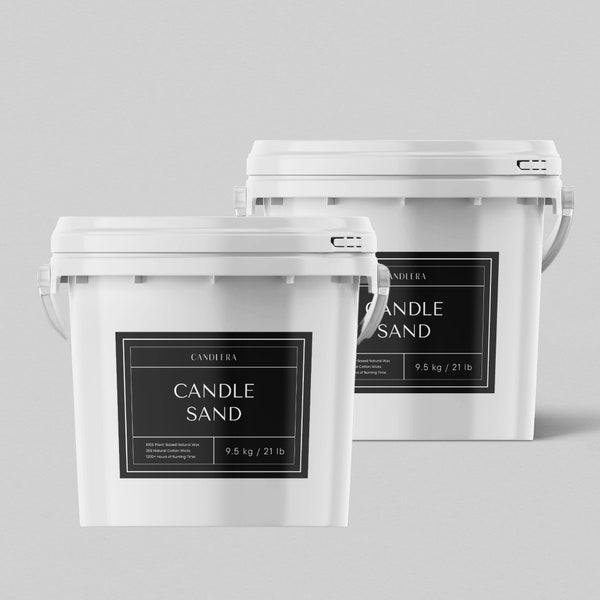19kg/42lbs Bulk Candle Sand: Two Buckets +700 Wicks for Wedding Decor Scent-Free Pearled White Wax, Granulated Candle for Event Planners