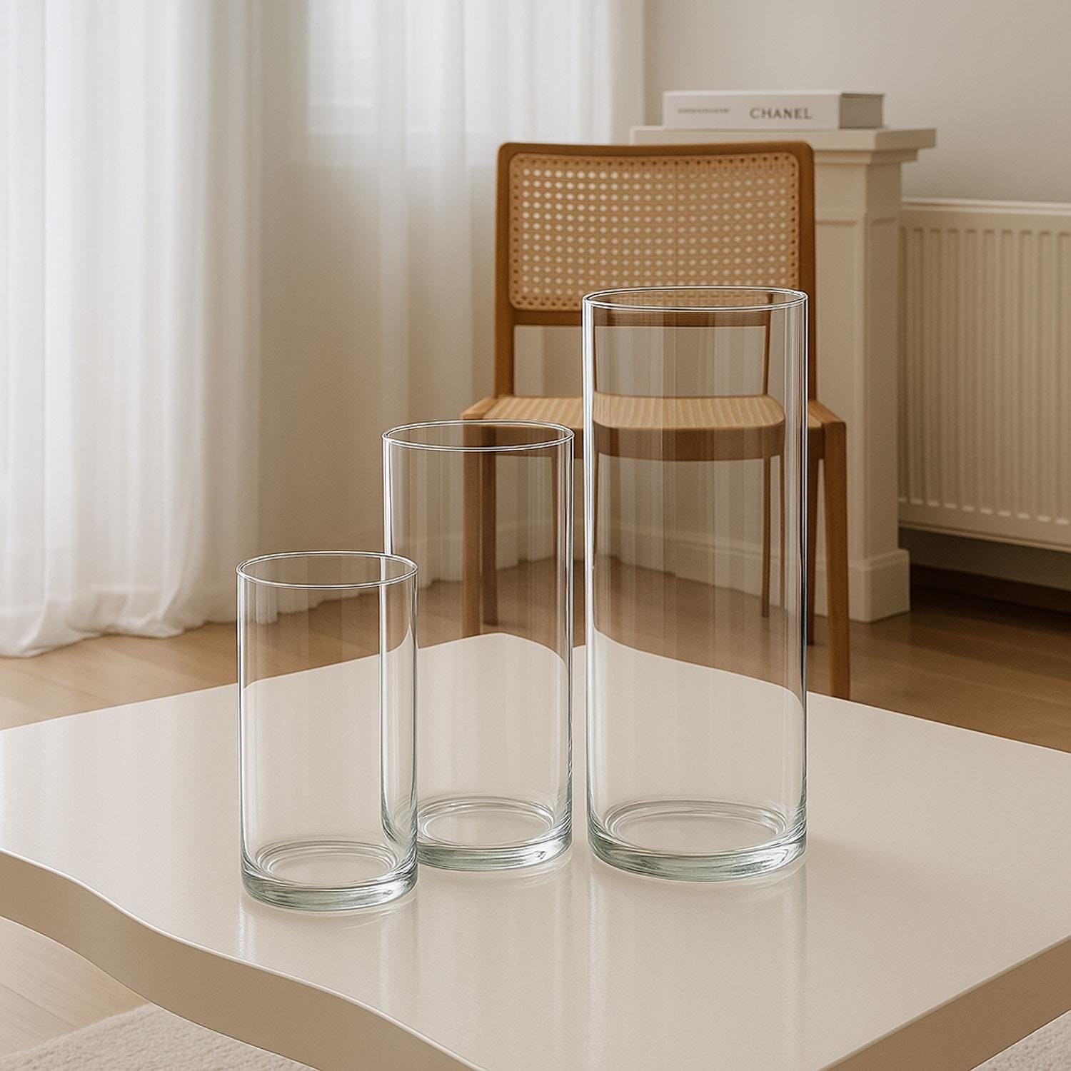 Vaso Quadrato In Vetro Trasparente Alto 25 Cm - Decorativo Per Fiori E Candele, Centrotavola Per Matrimoni E Casa