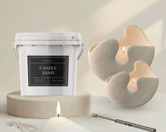 Candle Sand Bundle with 2 Beige Ceramic Bowls | 3kg Pearled Candle Wax, 75 Wicks & Rechargeable Lighter | Candle Making Kit