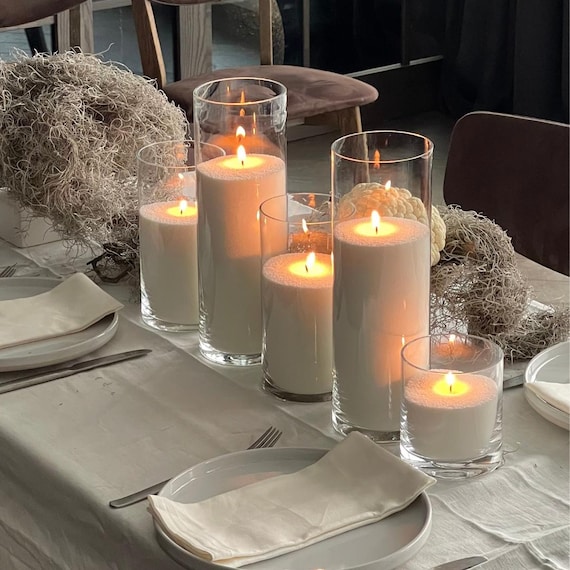 3-Zylinder Glas Set für Kerzensand, Schwimmkerzen | Glasvasen für Hochzeiten, Events & Wohndekor | Glas-Zylinder für geperlte Kerzen