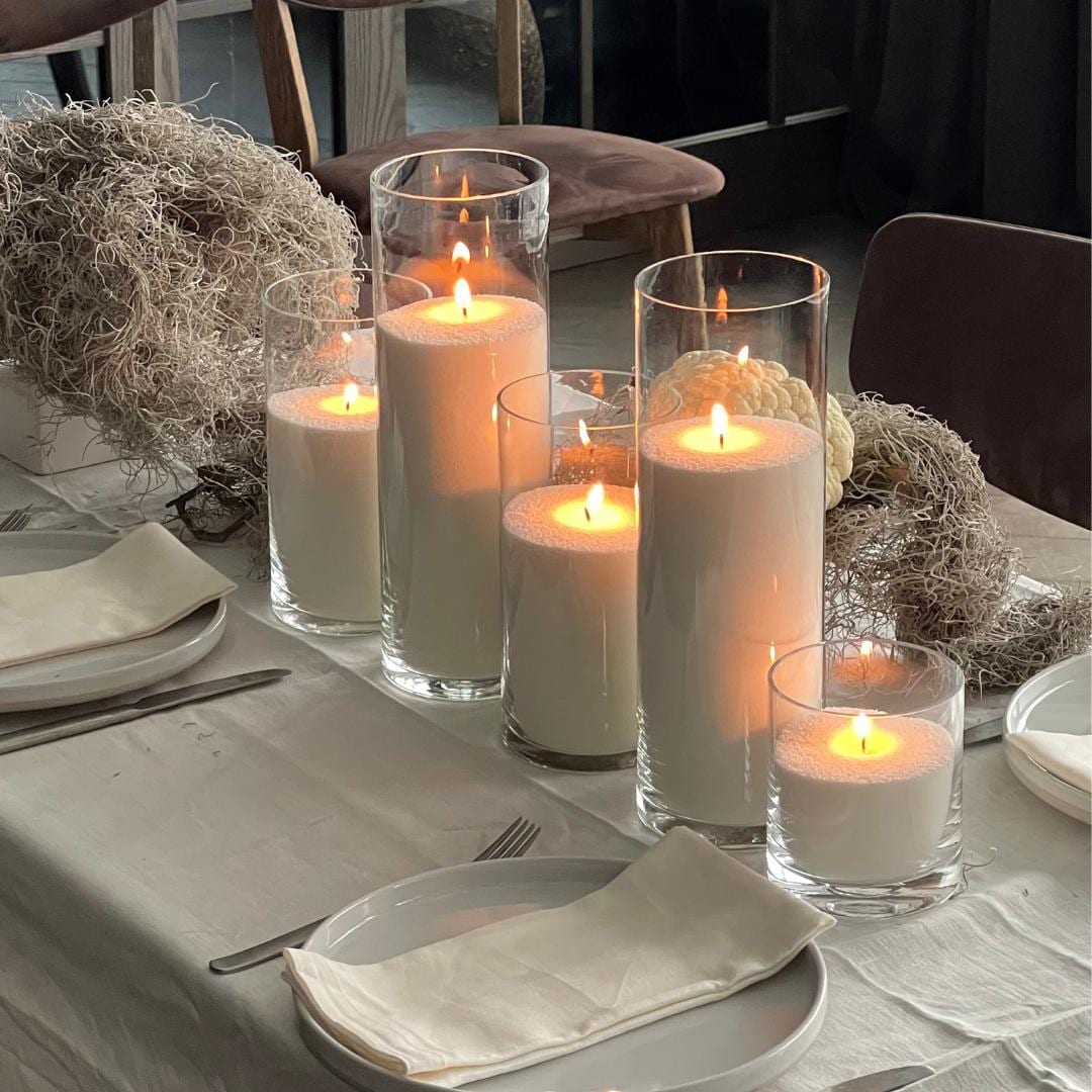 3-Zylinder Glas Set für Kerzensand, Schwimmkerzen | Glasvasen für Hochzeiten, Events & Wohndekor | Glas-Zylinder für geperlte Kerzen