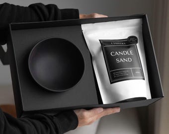 Candle Sand Gift Set, Ceramic Bowl for Pearled Candle Powder, Bowl for Granulated Wax, Gift Set for Candle Sand, DIY Pearl Candles